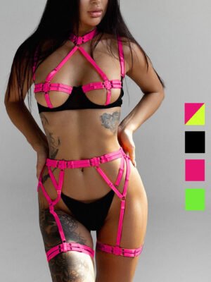 European and American hot new summer women's fashionable two-color splicing straps complex heavy craft underwear 5-piece set