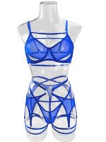 Foreign trade European and American summer hot-selling sexy lingerie sexy contrasting color mesh steel ring mesh see-through kit