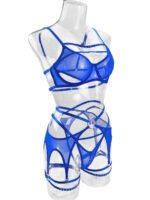 Foreign trade European and American summer hot-selling sexy lingerie sexy contrasting color mesh steel ring mesh see-through kit