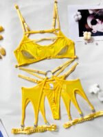 Foreign trade European and American summer hot-selling sexy lingerie sexy contrasting color mesh steel ring mesh see-through kit