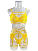Foreign trade European and American summer hot-selling sexy lingerie sexy contrasting color mesh steel ring mesh see-through kit