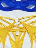Foreign trade European and American summer hot-selling sexy lingerie sexy contrasting color mesh steel ring mesh see-through kit