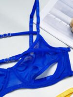 Foreign trade European and American summer hot-selling sexy lingerie sexy contrasting color mesh steel ring mesh see-through kit