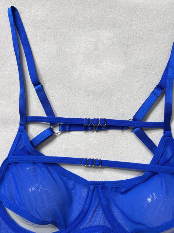 Foreign trade European and American summer hot-selling sexy lingerie sexy contrasting color mesh steel ring mesh see-through kit