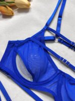 Foreign trade European and American summer hot-selling sexy lingerie sexy contrasting color mesh steel ring mesh see-through kit