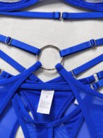 Foreign trade European and American summer hot-selling sexy lingerie sexy contrasting color mesh steel ring mesh see-through kit