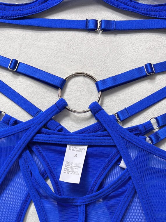 Foreign trade European and American summer hot-selling sexy lingerie sexy contrasting color mesh steel ring mesh see-through kit