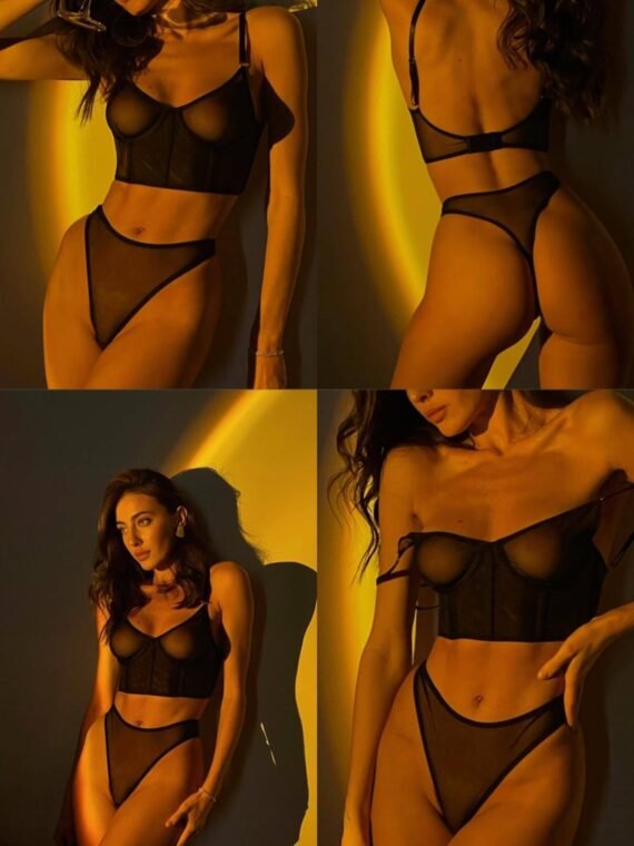 Russian AliExpress Amazon foreign trade hot-selling sexy lingerie sexy see-through 2-piece set