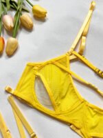 Foreign trade European and American summer hot-selling sexy lingerie sexy contrasting color mesh steel ring mesh see-through kit